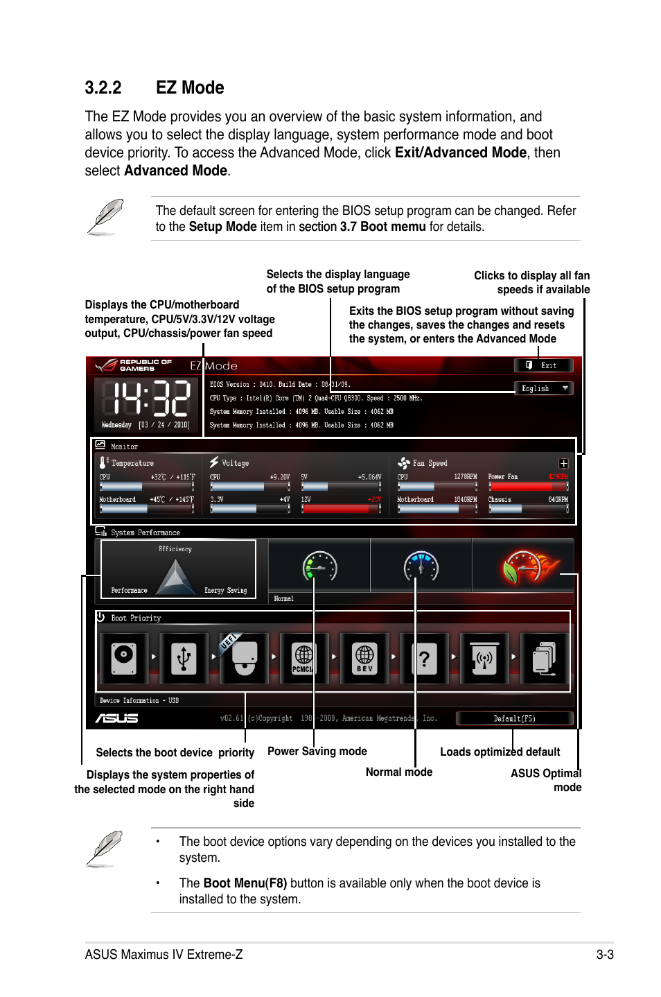 2 ez mode, Ez mode -3 | Asus Maximus IV Extreme-Z User Manual | Page 95 / 196