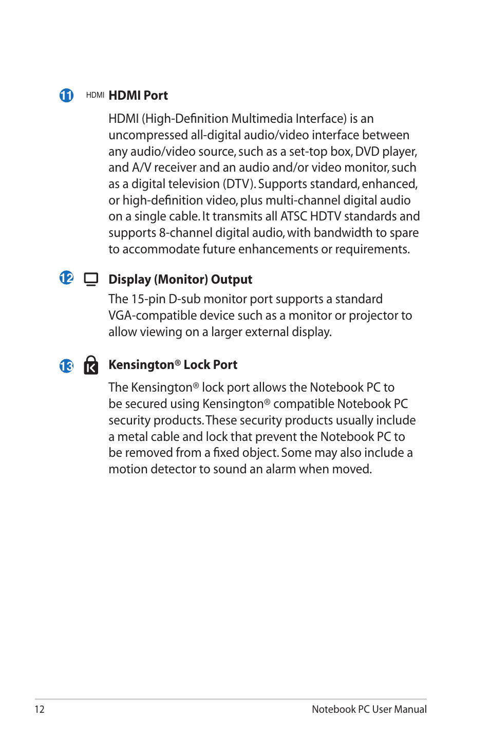 Asus X72 User Manual | Page 12 / 32