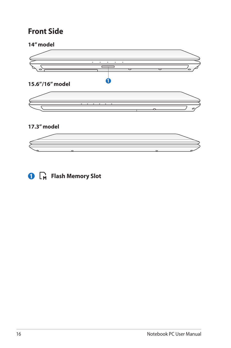 Front side | Asus X72 User Manual | Page 16 / 32