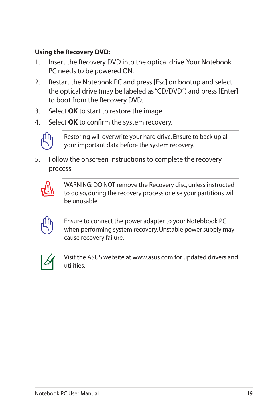 Asus X72 User Manual | Page 19 / 32