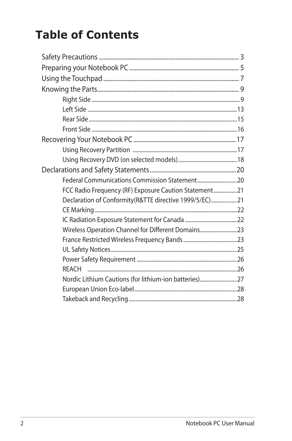 Asus X72 User Manual | Page 2 / 32