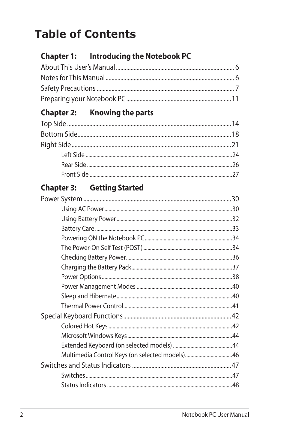 Asus X43SM User Manual | Page 2 / 110