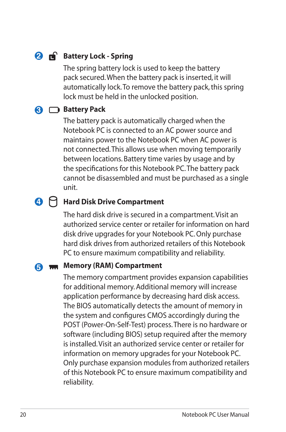 Asus X43SM User Manual | Page 20 / 110