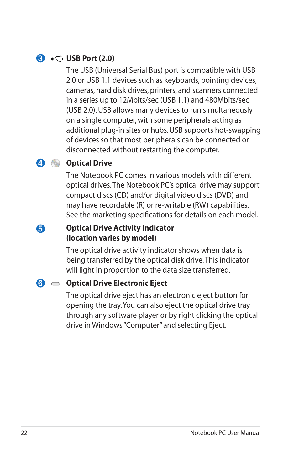 Asus X43SM User Manual | Page 22 / 110