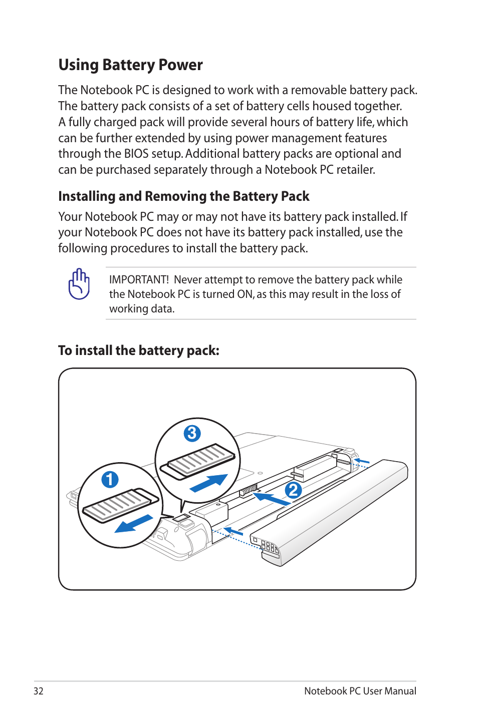 Using battery power | Asus X43SM User Manual | Page 32 / 110