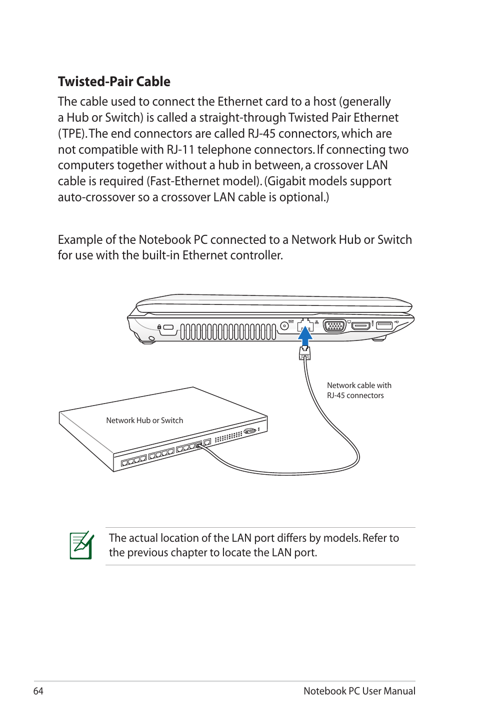 Twisted-pair cable | Asus X43SM User Manual | Page 64 / 110