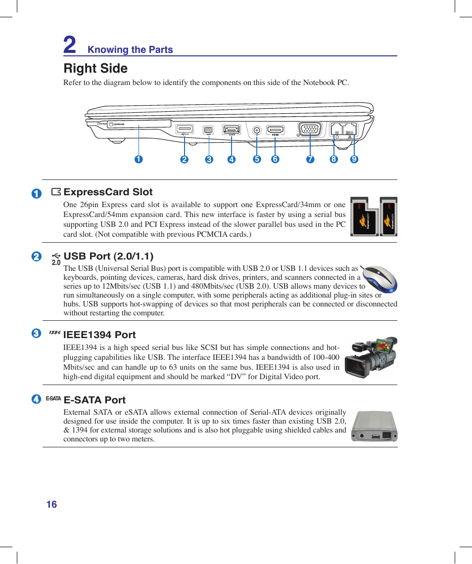 Right side | Asus X53Q User Manual | Page 16 / 85