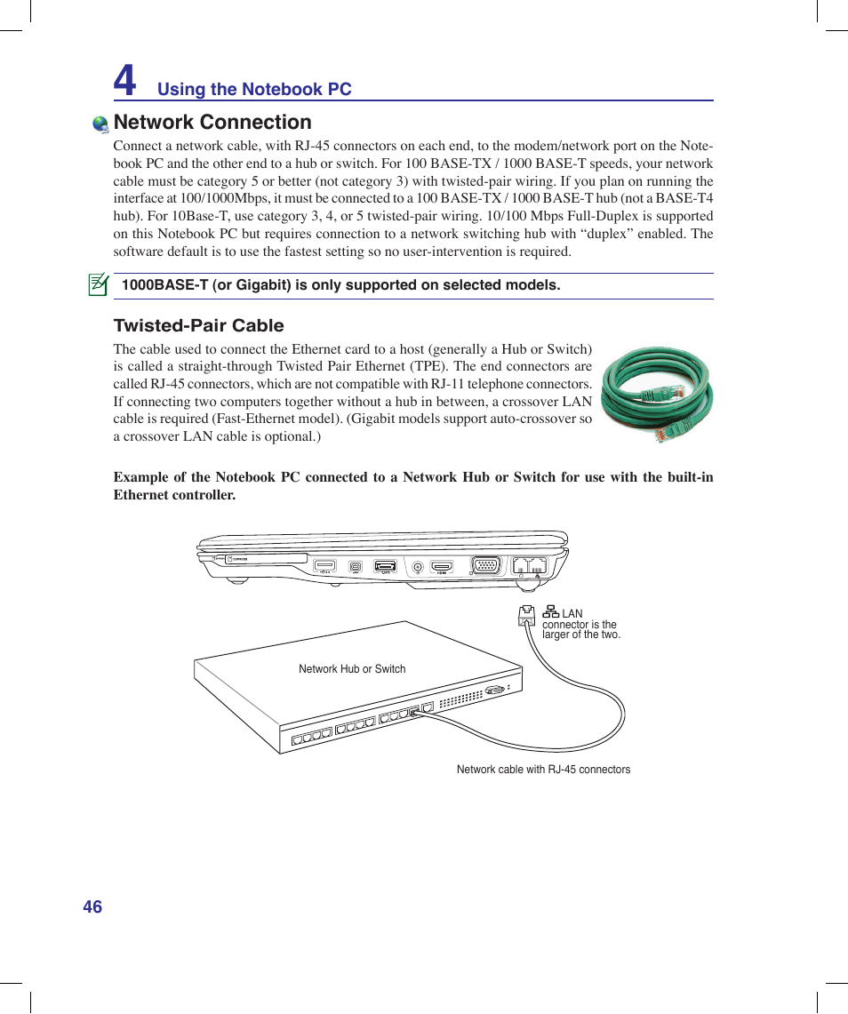 Network connection | Asus X53Q User Manual | Page 46 / 85