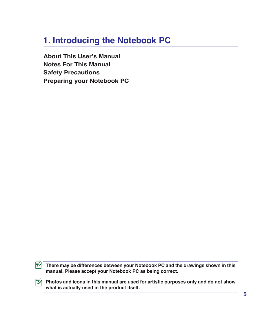 Introducing the notebook pc | Asus X53Q User Manual | Page 5 / 85