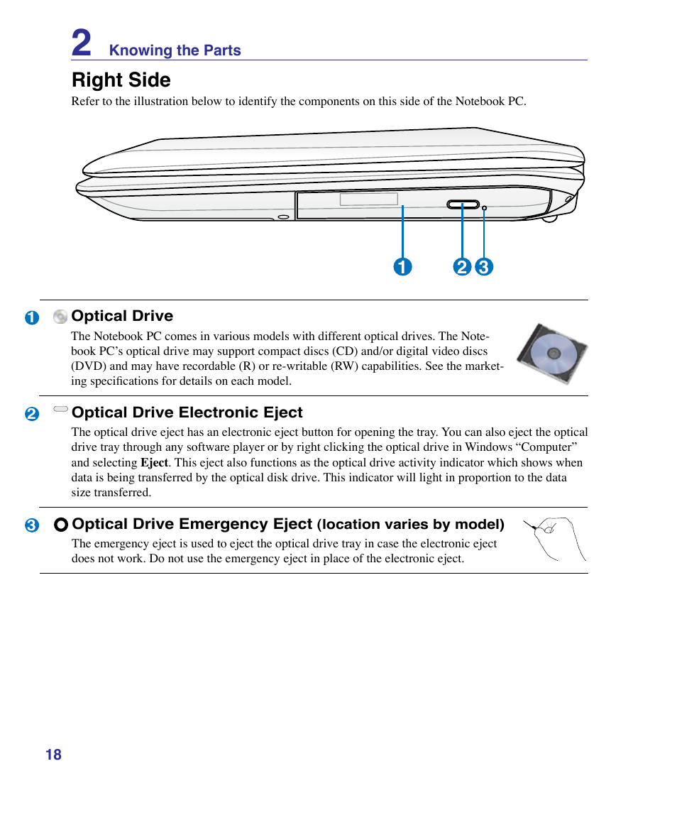 Right side | Asus X61Z User Manual | Page 18 / 88