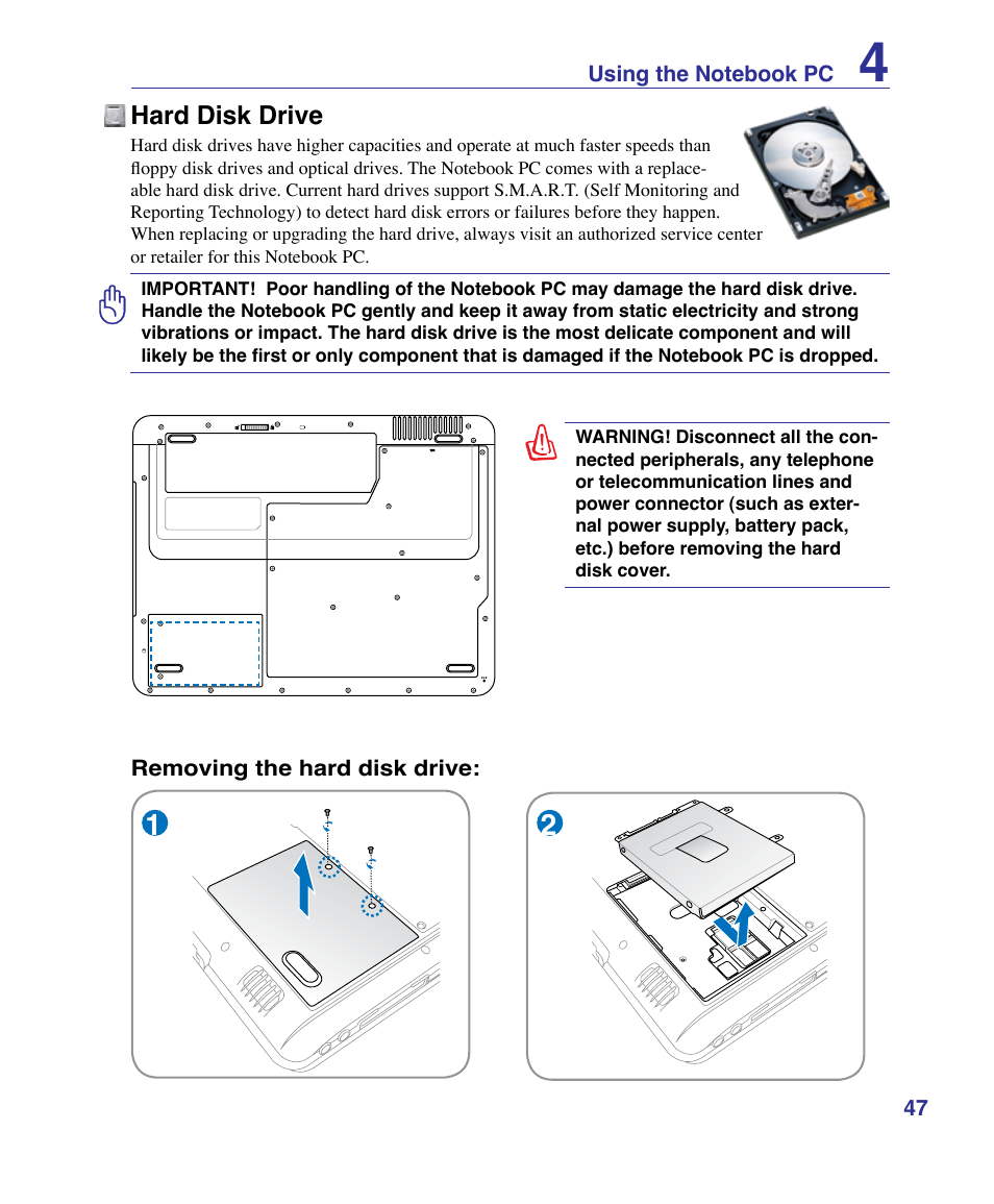 Hard disk drive | Asus X61Z User Manual | Page 47 / 88