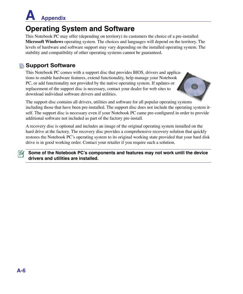 Operating system and software | Asus X61Z User Manual | Page 60 / 88