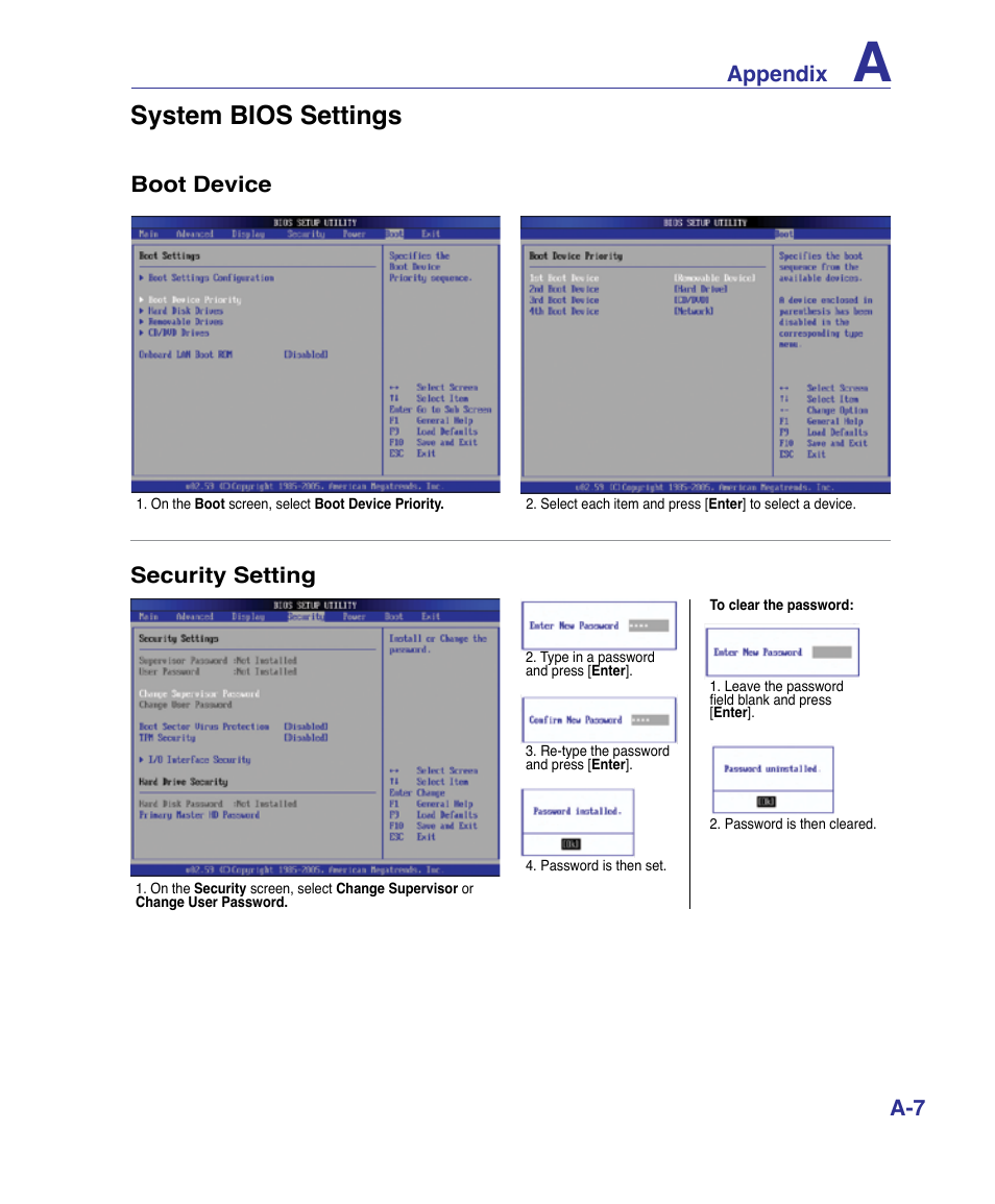 System bios settings | Asus X61Z User Manual | Page 61 / 88