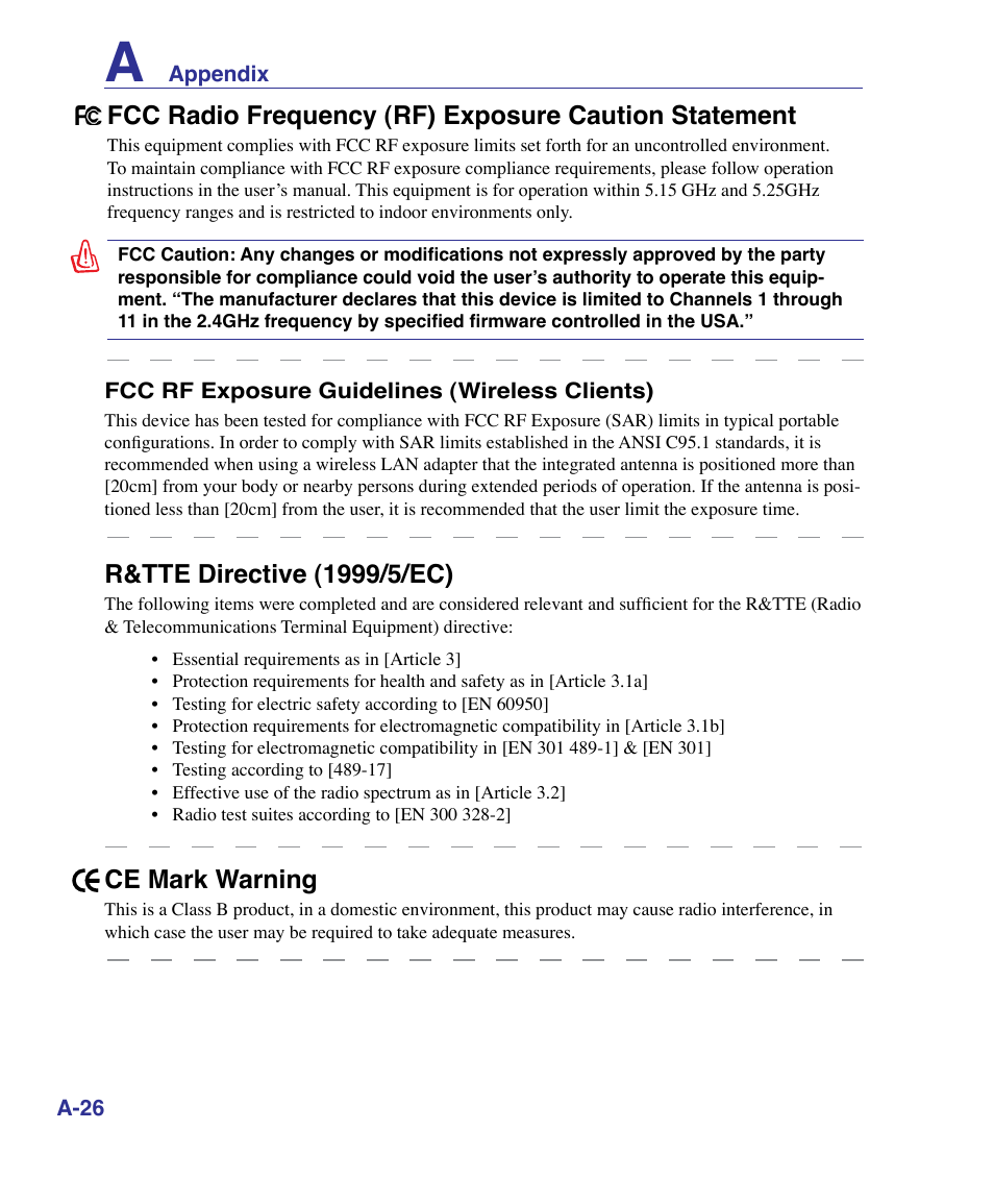 Ce mark warning | Asus X61Z User Manual | Page 80 / 88