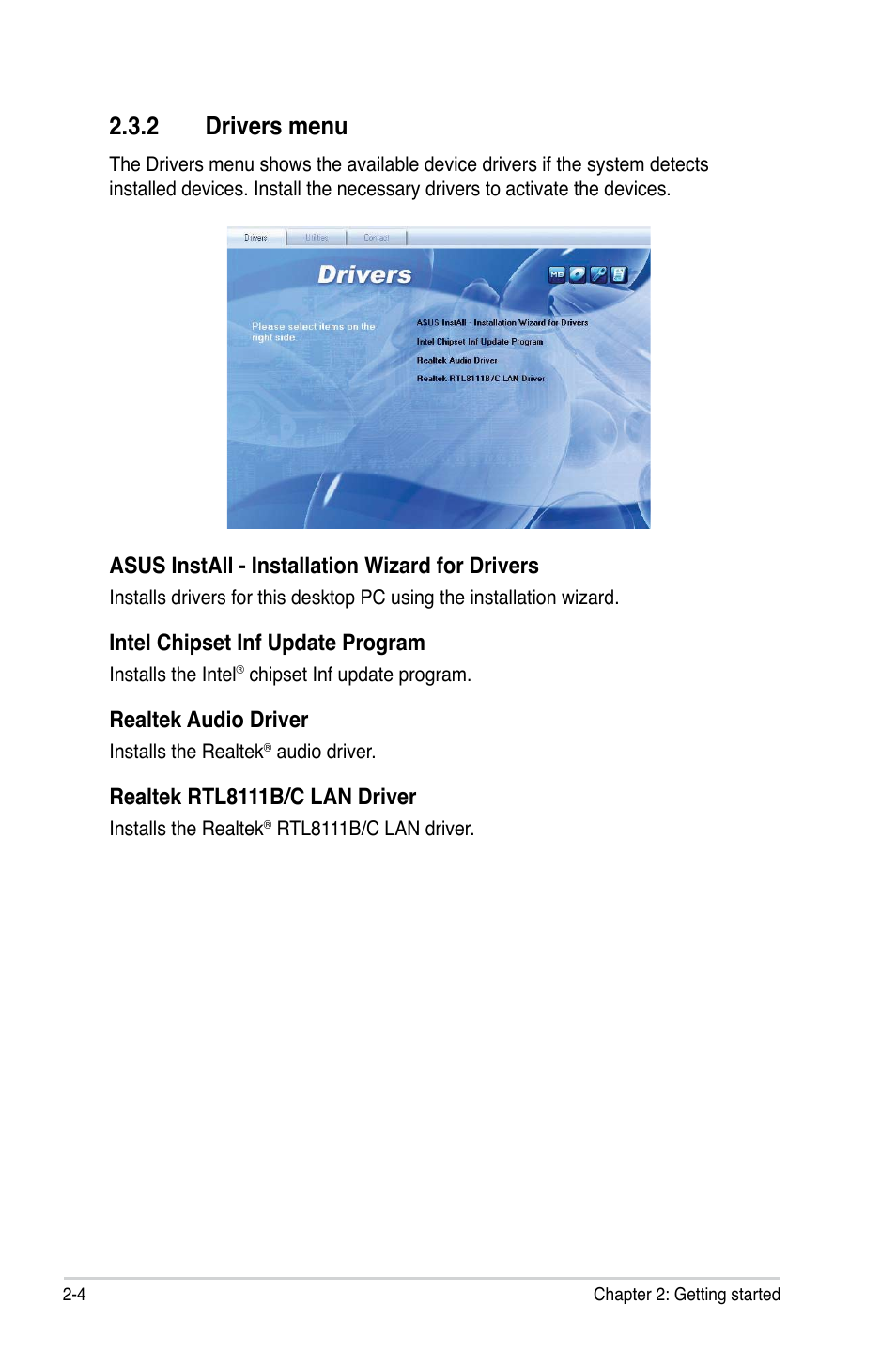 2 drivers menu | Asus BP5220 User Manual | Page 20 / 34