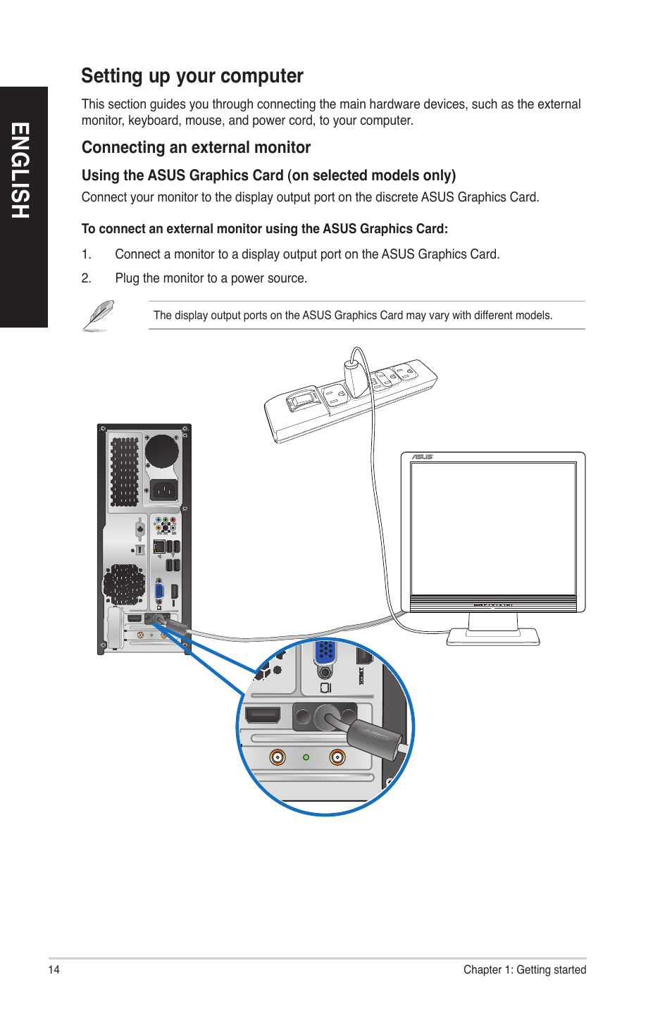 Setting up your computer, En gl is h en gl is h en gl is h en gl is h | Asus CP6130 User Manual | Page 14 / 70