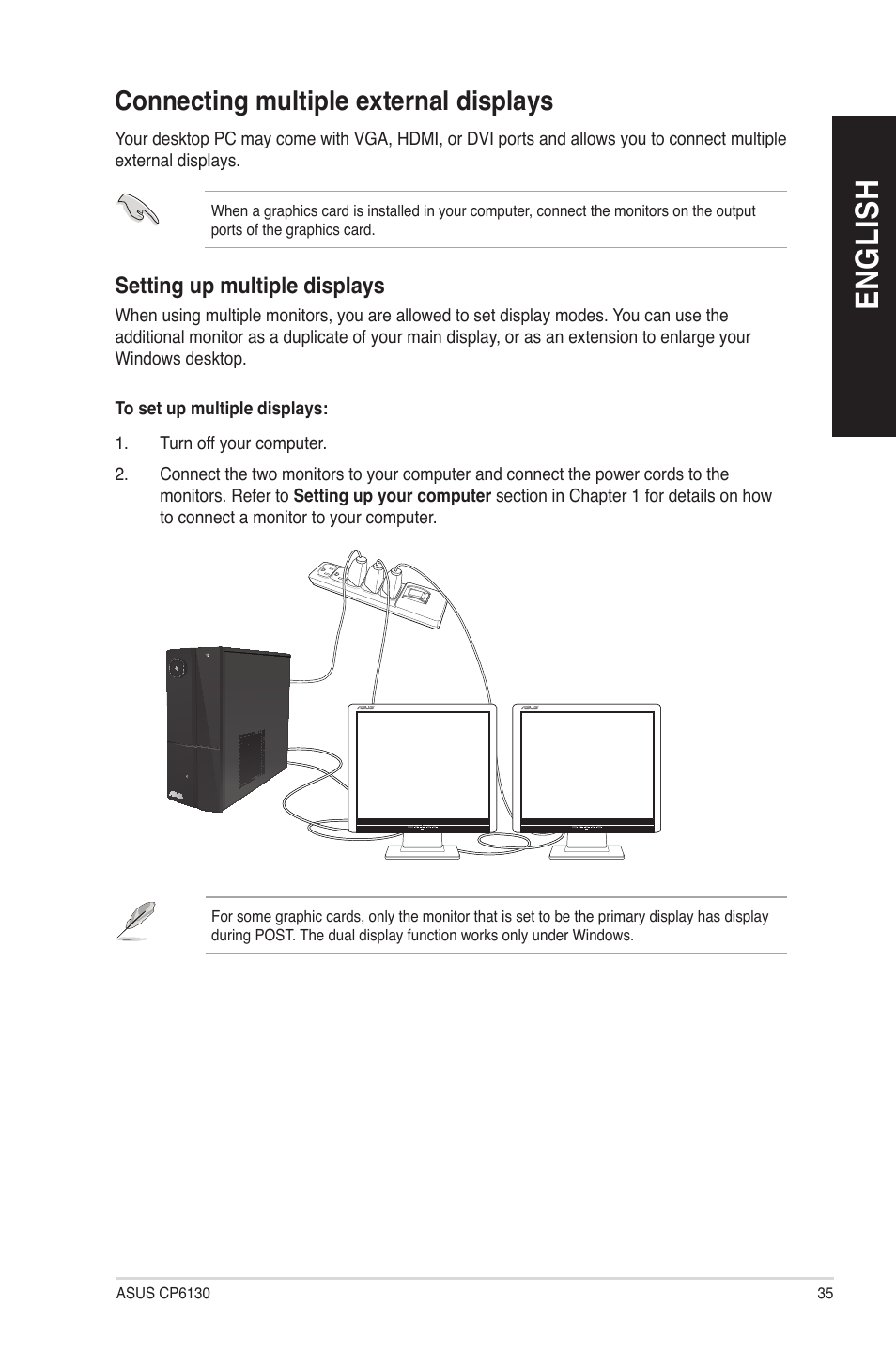 Connecting multiple external displays, En gl is h en gl is h | Asus CP6130 User Manual | Page 35 / 70