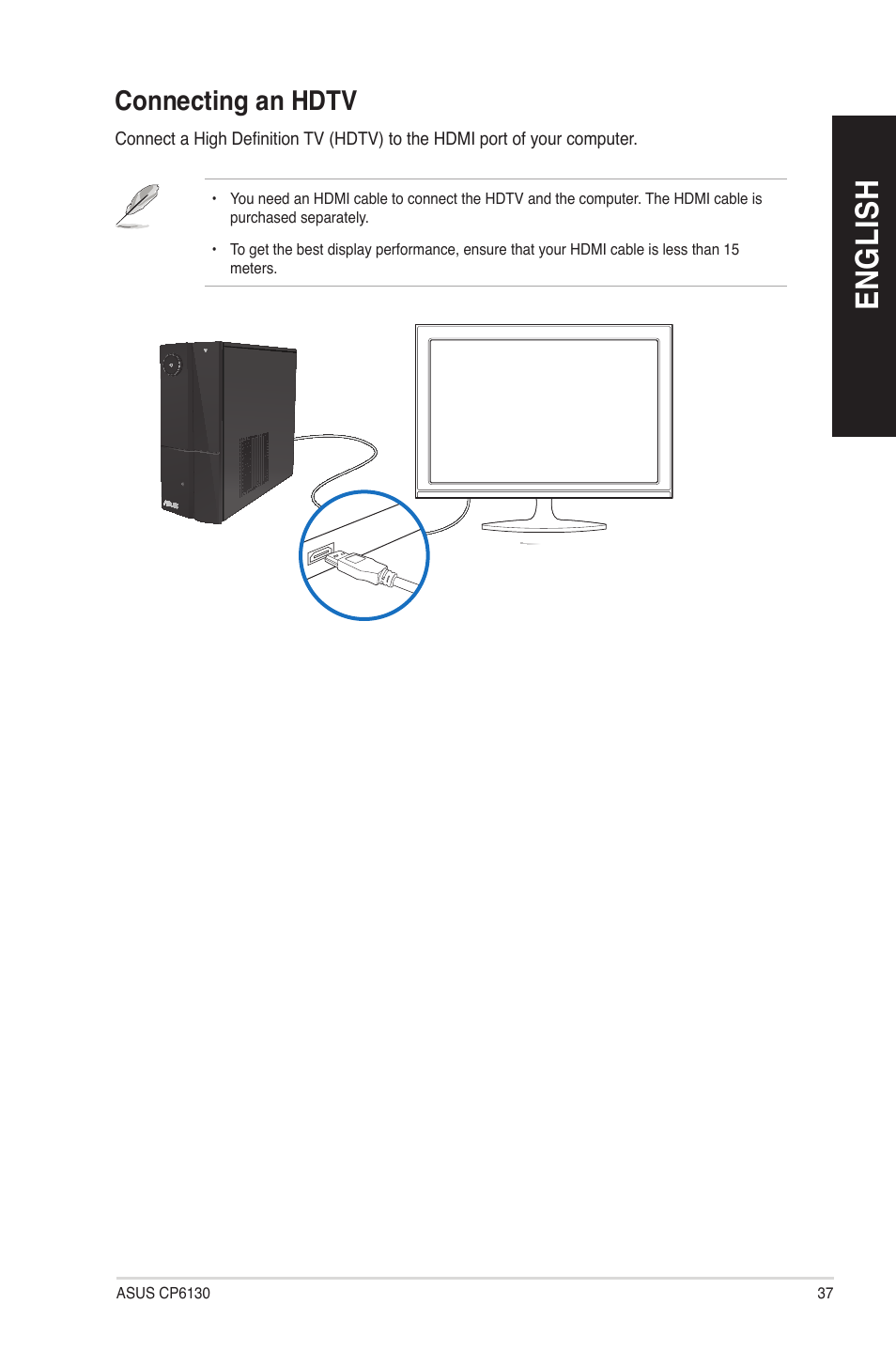 Connecting an hdtv, En gl is h en gl is h | Asus CP6130 User Manual | Page 37 / 70