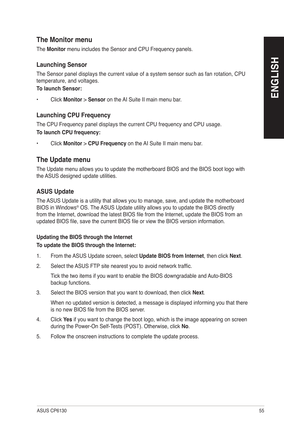 En gl is h en gl is h | Asus CP6130 User Manual | Page 55 / 70