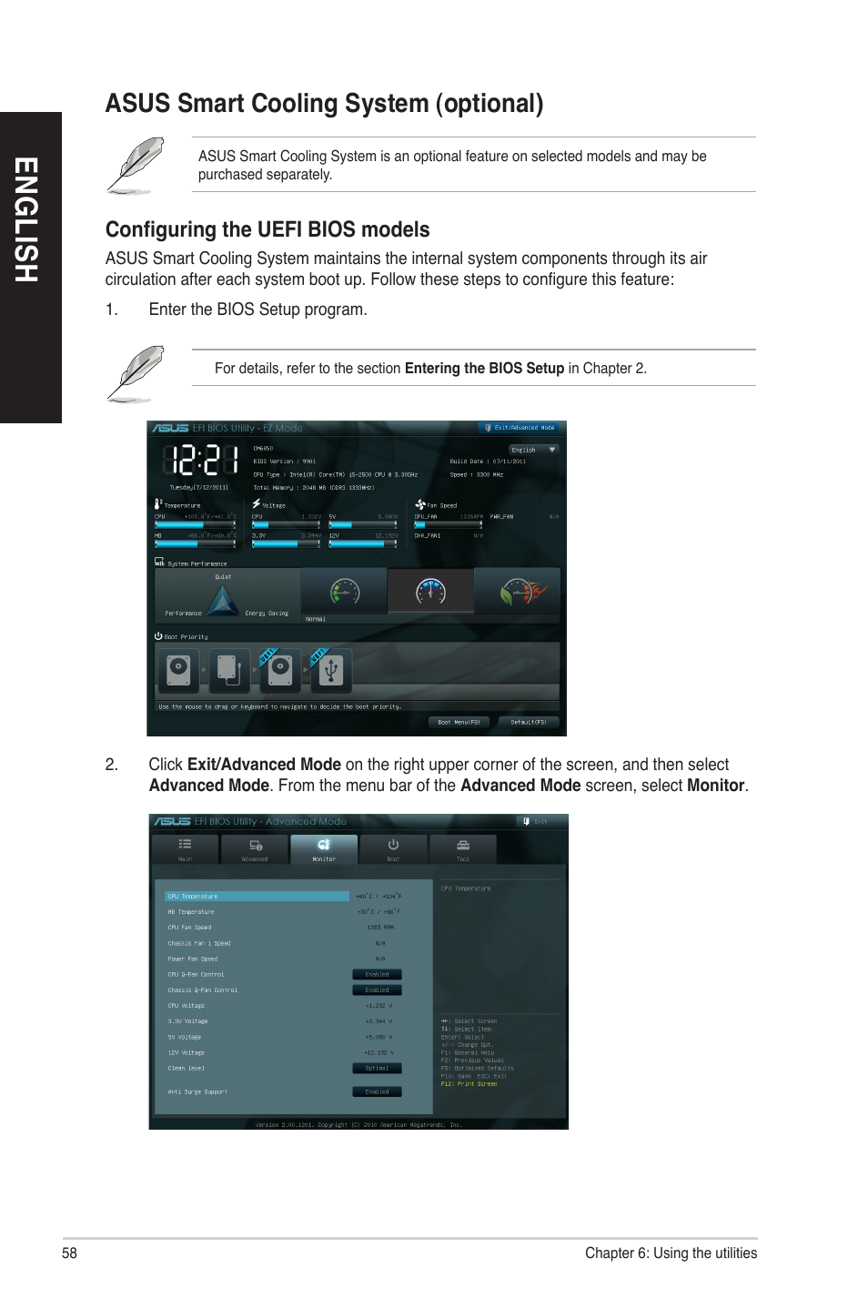 Asus smart cooling system (optional), En gl is h en gl is h en gl is h en gl is h | Asus CP6130 User Manual | Page 58 / 70