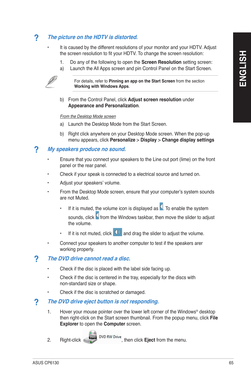 En gl is h en gl is h | Asus CP6130 User Manual | Page 65 / 70