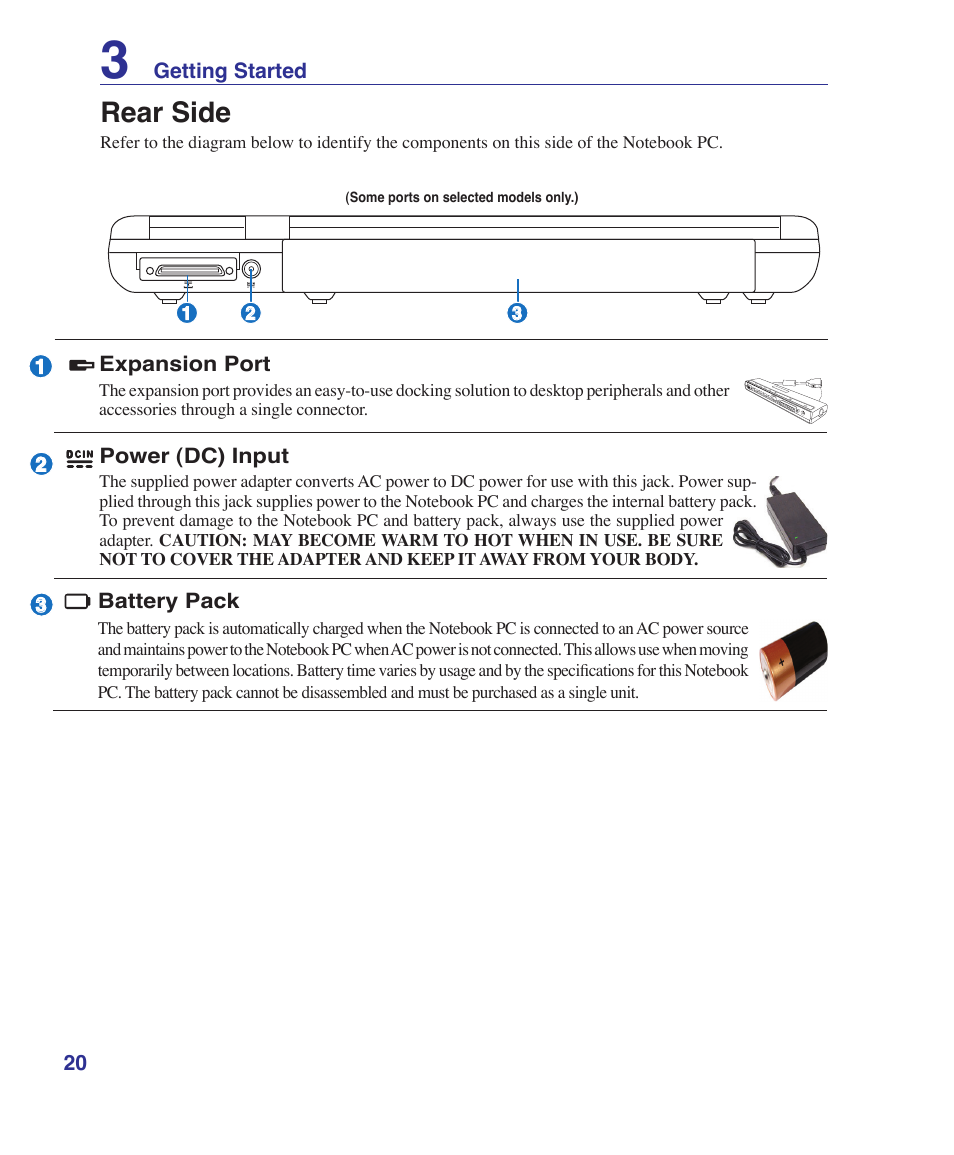 Rear side | Asus Z62Ha User Manual | Page 20 / 83