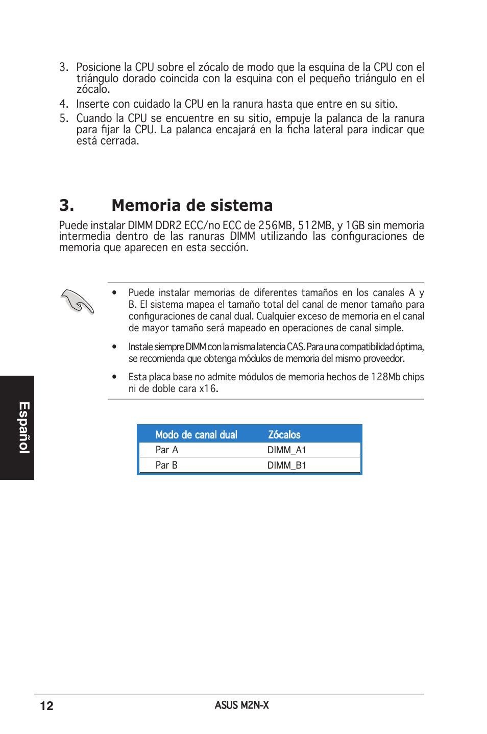 Español | Asus M2N-X User Manual | Page 12 / 38