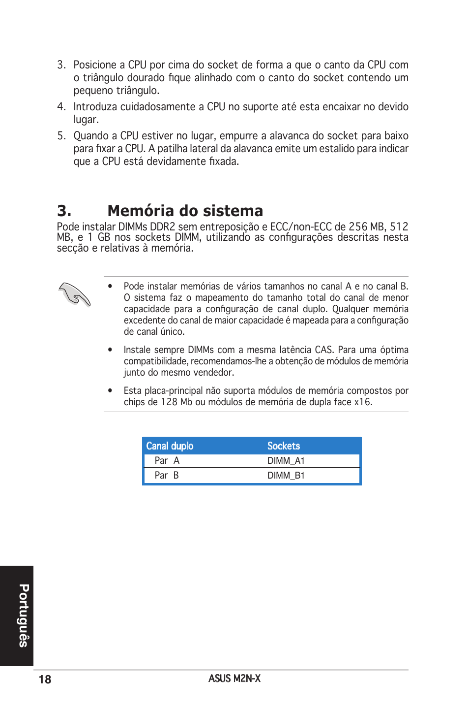 Memória do sistema, Português | Asus M2N-X User Manual | Page 18 / 38