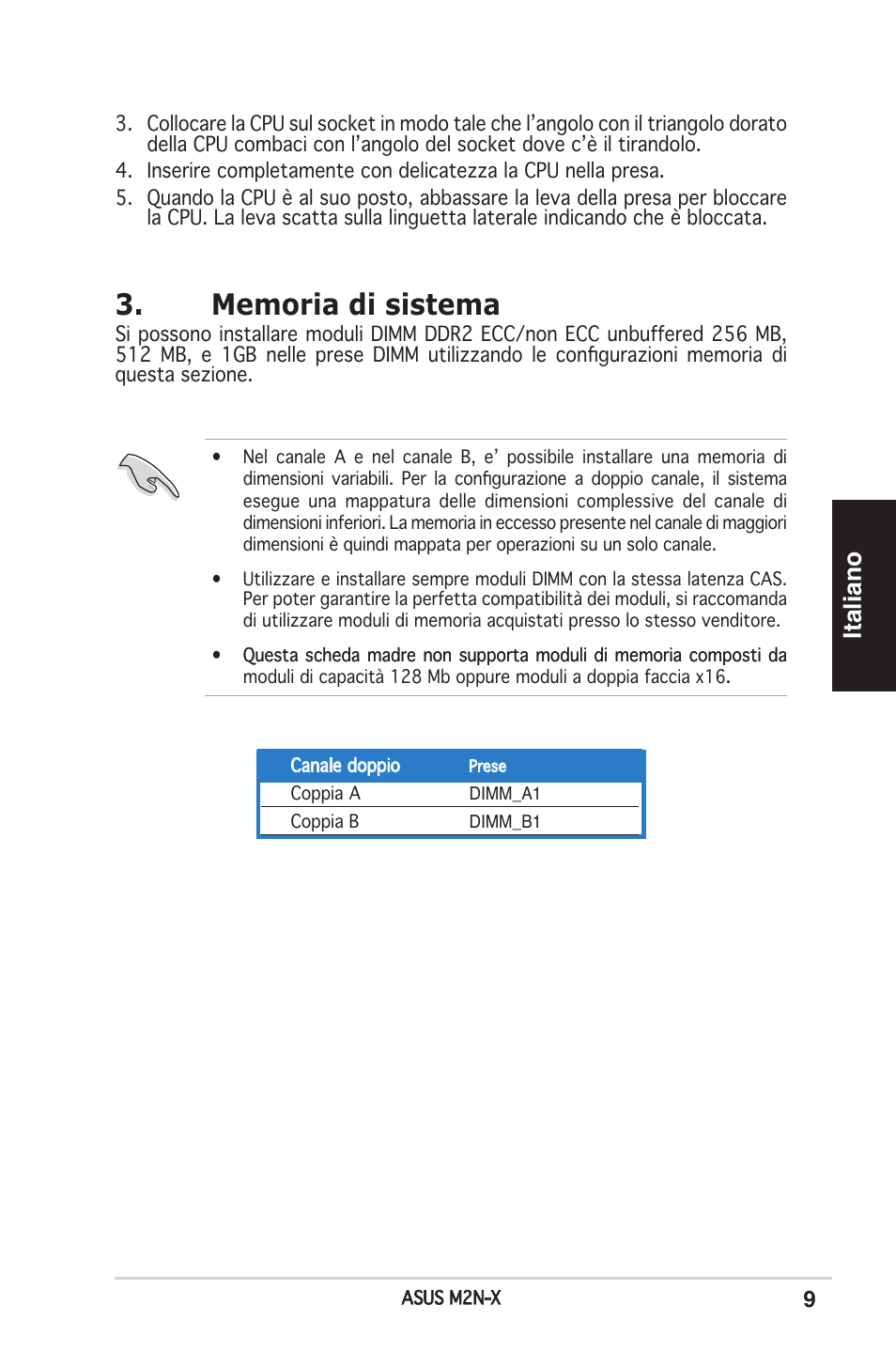 Italiano | Asus M2N-X User Manual | Page 9 / 38