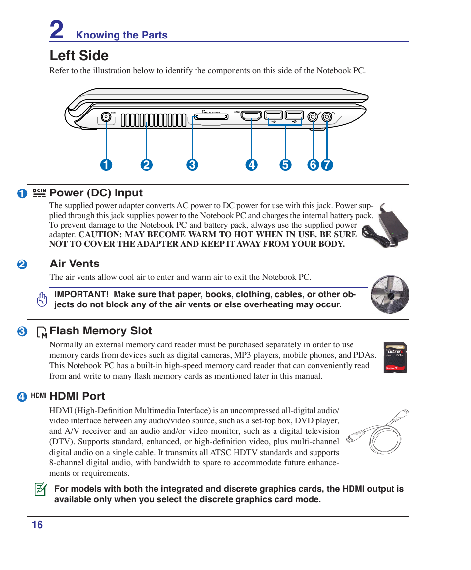 Left side | Asus UL50Vg User Manual | Page 16 / 82