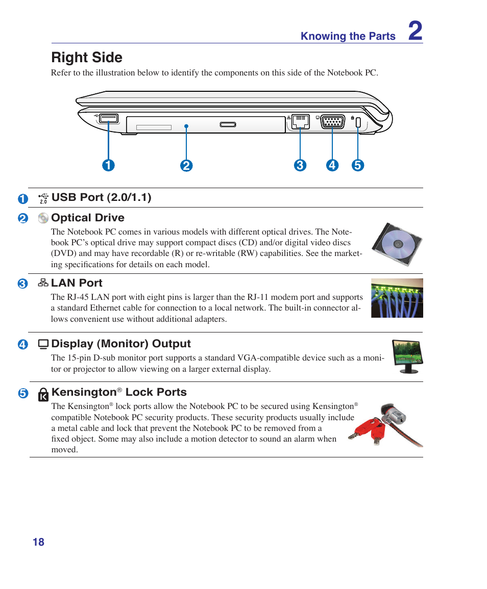 Right side | Asus UL50Vg User Manual | Page 18 / 82