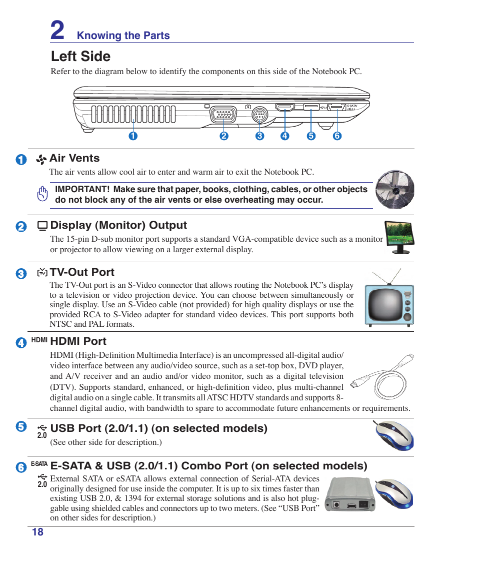 Left side | Asus V2S User Manual | Page 18 / 97