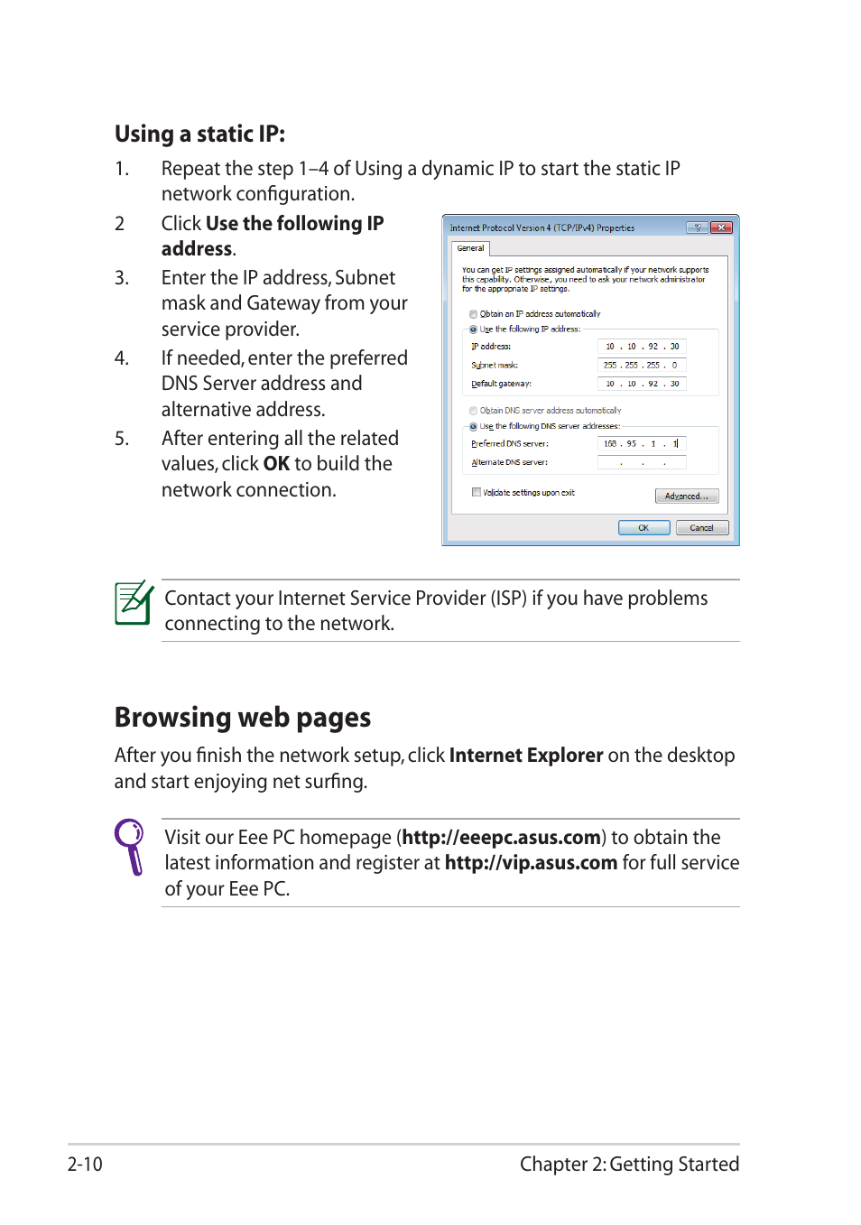 Browsing web pages | Asus Eee PC T101MT User Manual | Page 34 / 68