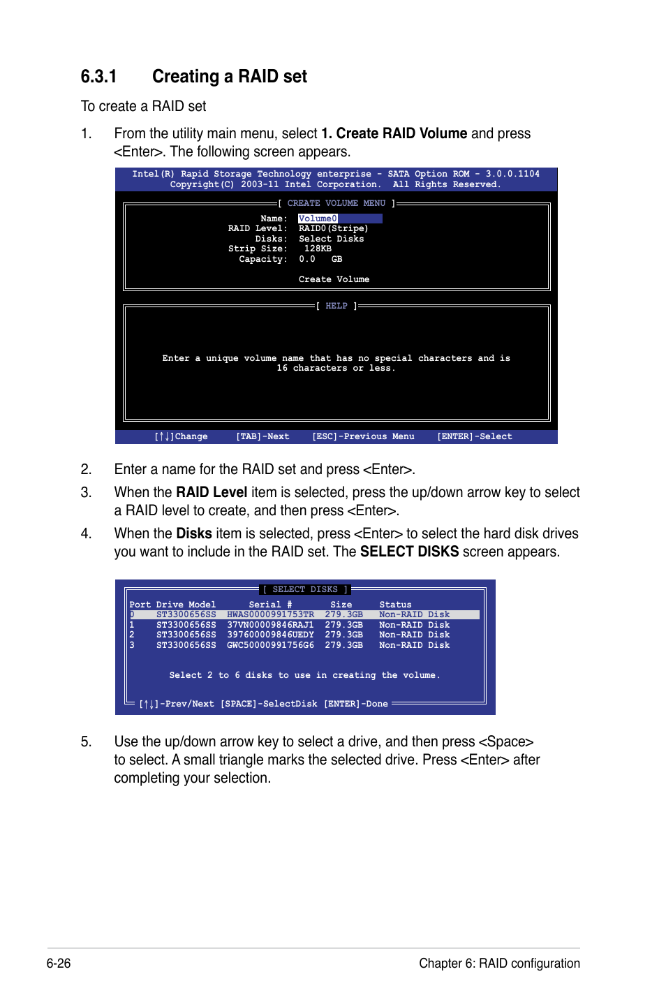 1 creating a raid set, Creating a raid set -26 | Asus RS700-E7/RS8 User Manual | Page 140 / 194