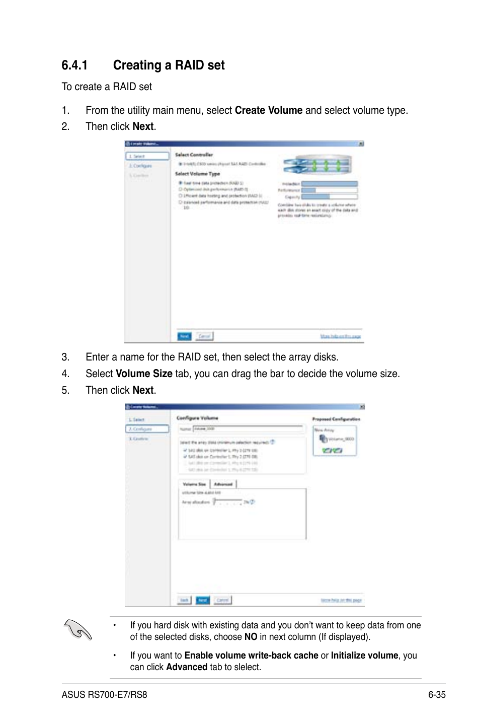 1 creating a raid set, Creating a raid set -35 | Asus RS700-E7/RS8 User Manual | Page 149 / 194