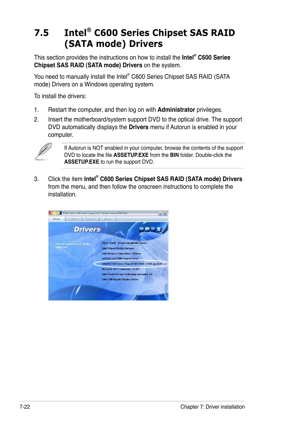 Intel, 5 intel, C600 series chipset sas raid (sata mode) drivers | Asus RS700-E7/RS8 User Manual | Page 176 / 194