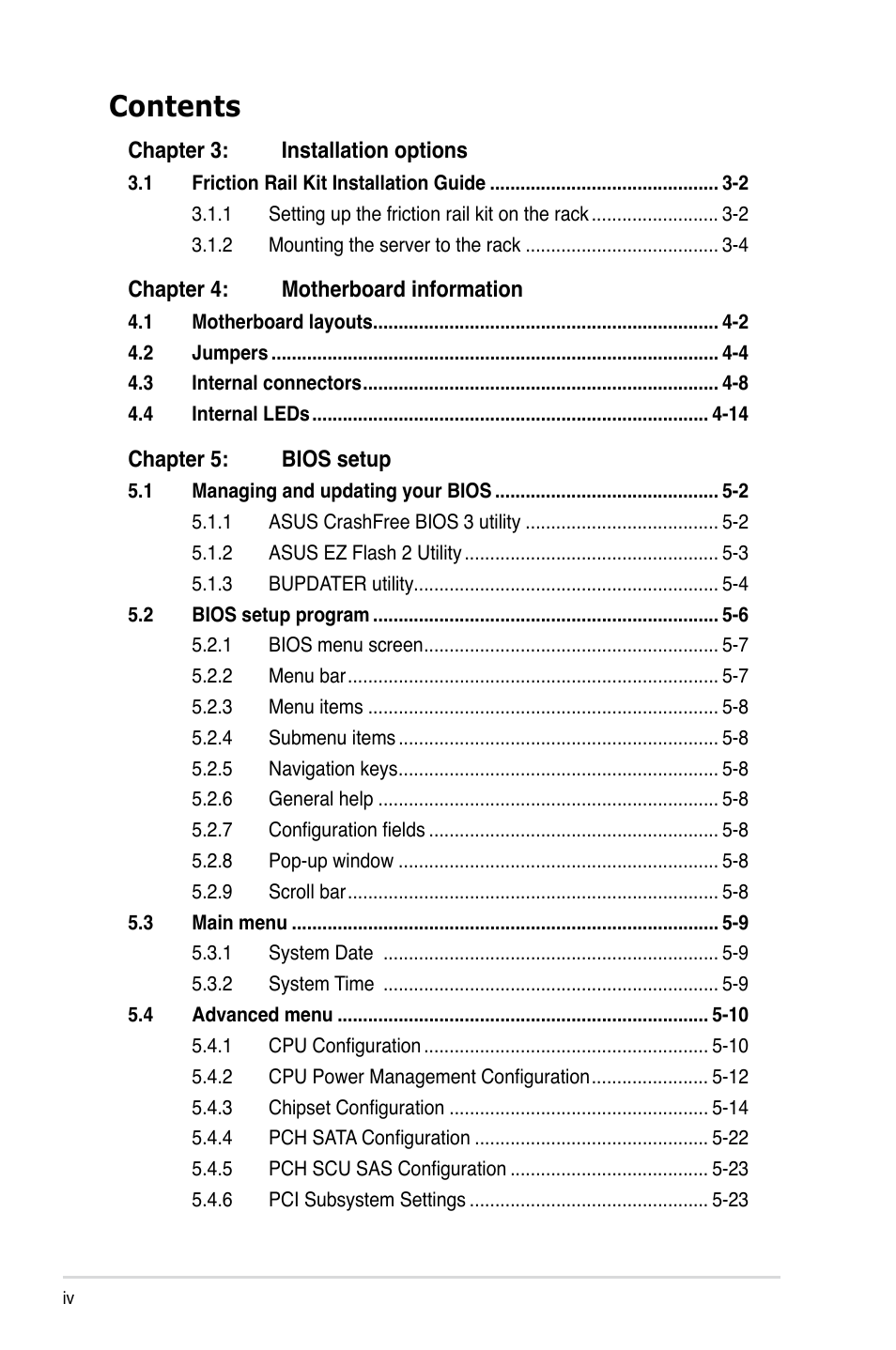 Asus RS700-E7/RS8 User Manual | Page 4 / 194