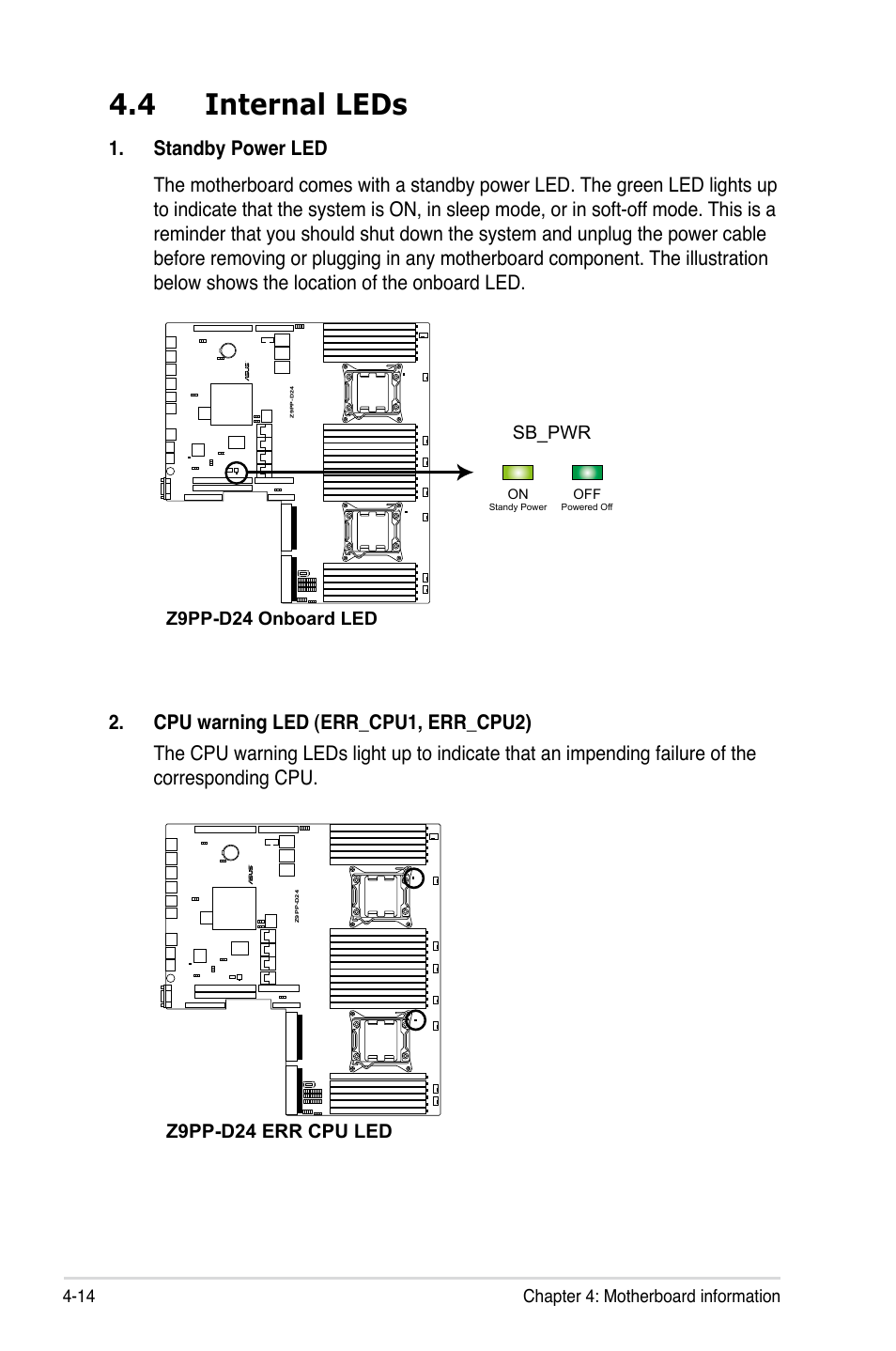 4 internal leds, Internal leds -14 | Asus RS700-E7/RS8 User Manual | Page 62 / 194