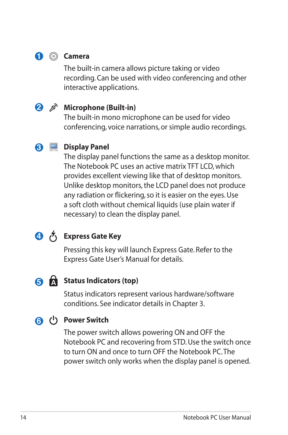 Asus U45JC User Manual | Page 14 / 114