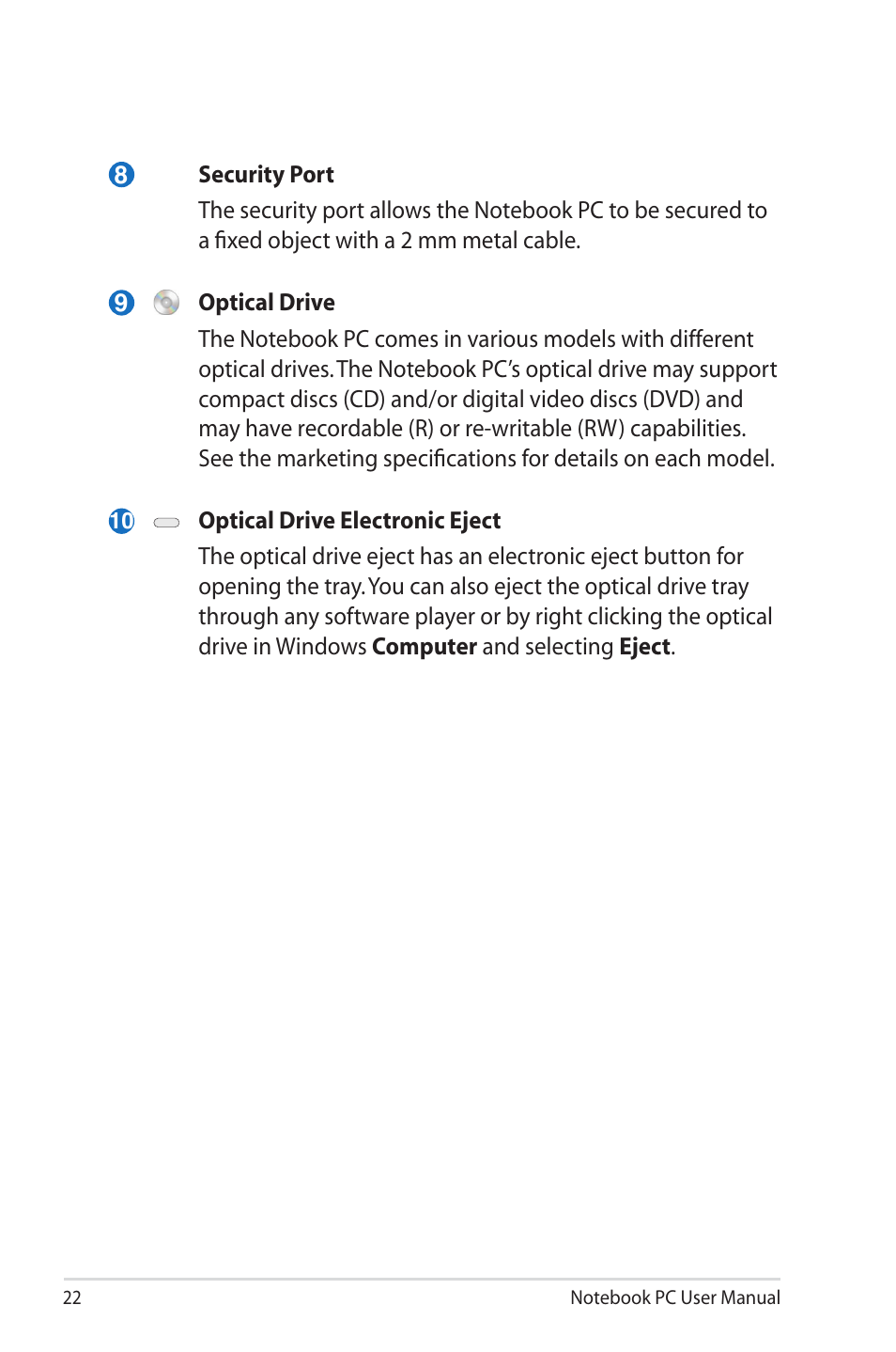 Asus U45JC User Manual | Page 22 / 114