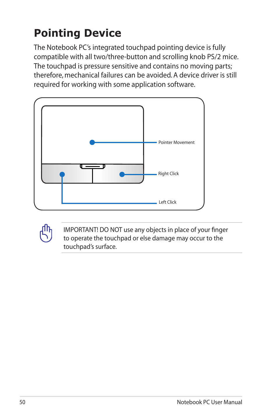 Pointing device | Asus U45JC User Manual | Page 50 / 114