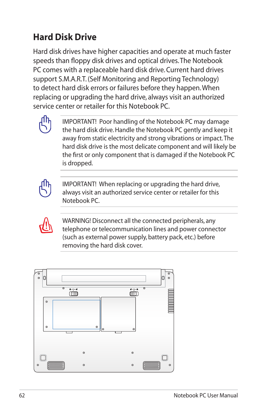 Hard disk drive | Asus U45JC User Manual | Page 62 / 114