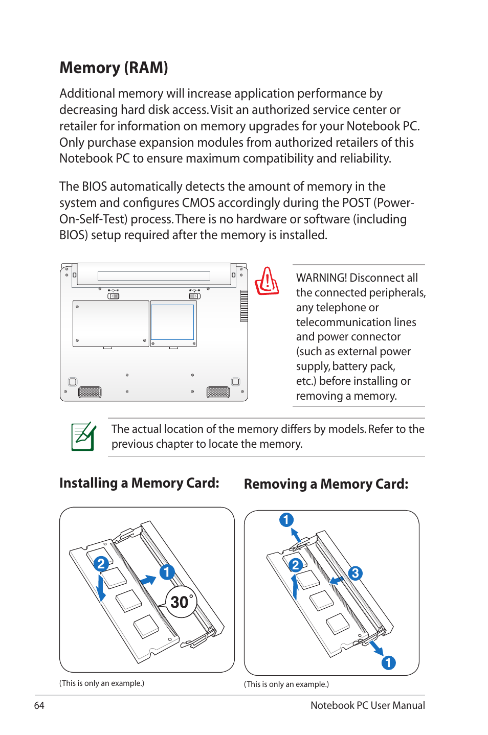 Memory (ram) | Asus U45JC User Manual | Page 64 / 114