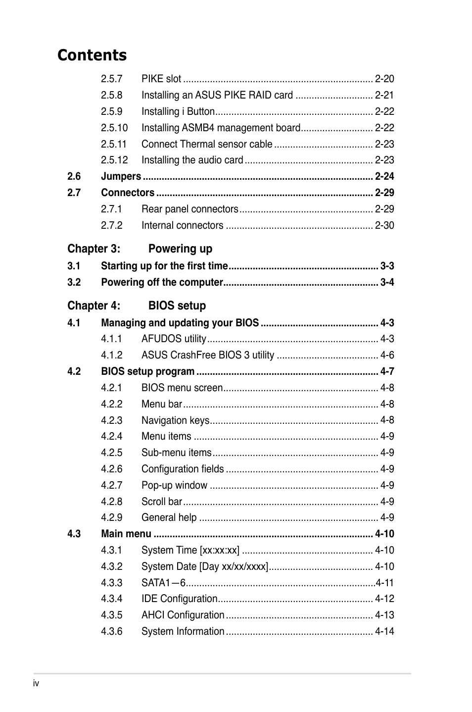 Asus Z8PE-D18 User Manual | Page 4 / 166