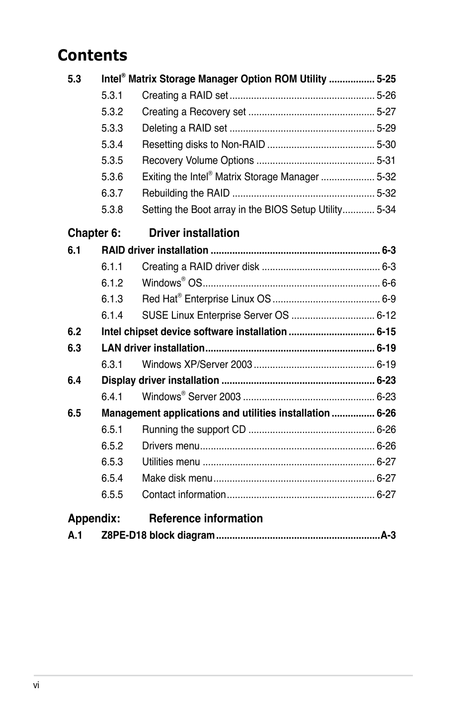 Asus Z8PE-D18 User Manual | Page 6 / 166