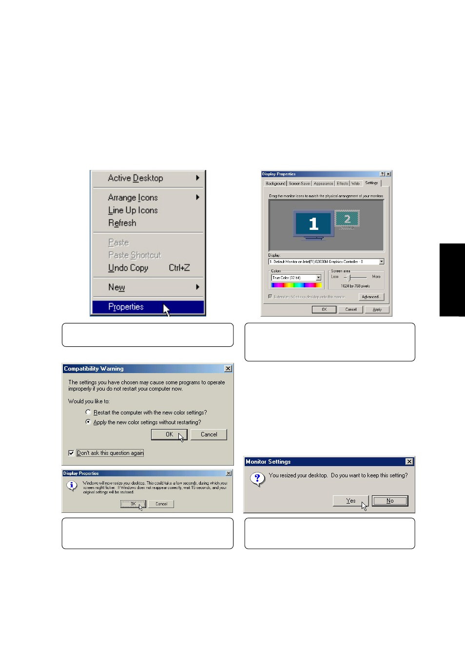 Vga driver, Using display properties, Installing the vga driver for windows me (cont’) | Asus S1B User Manual | Page 11 / 110