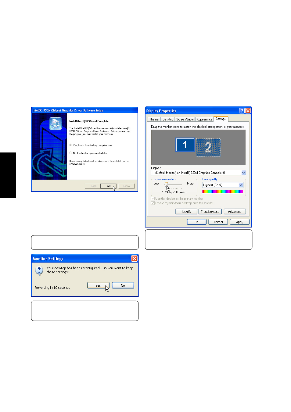 Vga driver, Installing the vga driver for windows xp (cont’) | Asus S1B User Manual | Page 36 / 110