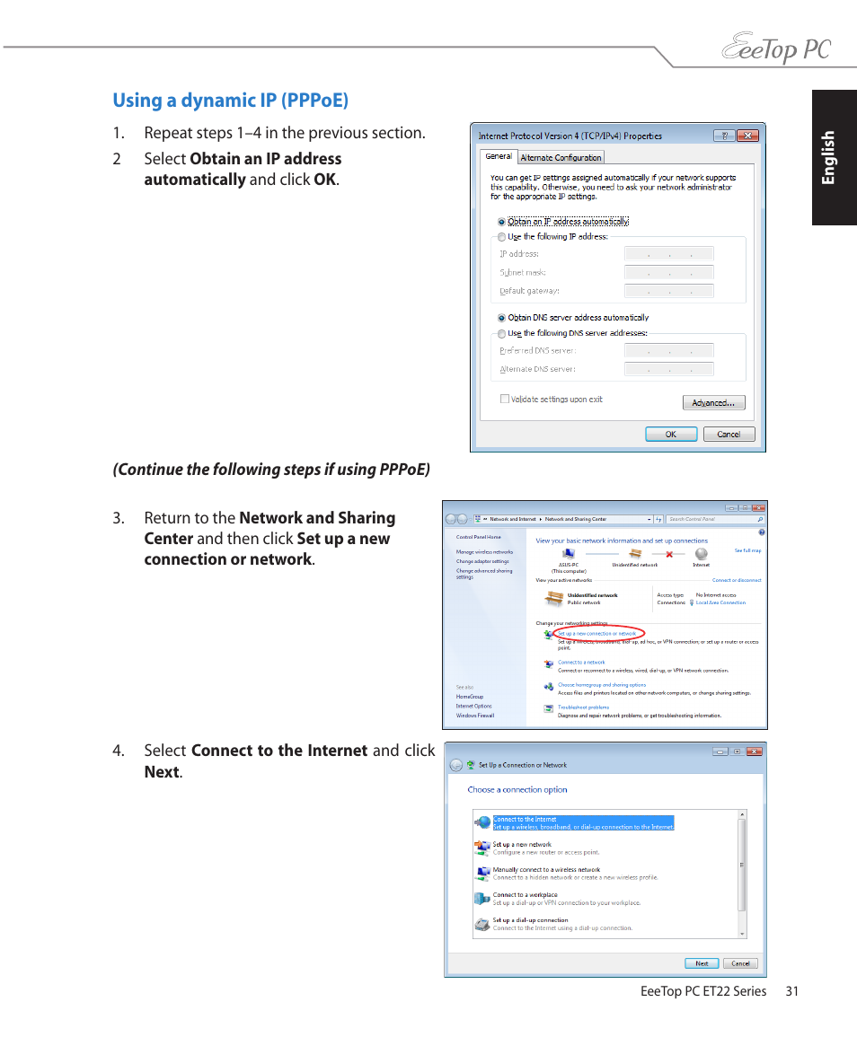 Using a dynamic ip (pppoe) | Asus ET2203T User Manual | Page 31 / 40