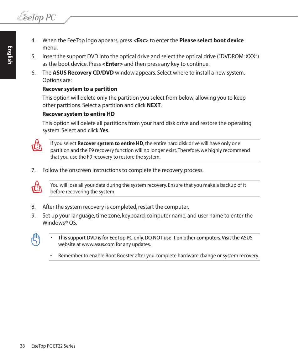 Asus ET2203T User Manual | Page 38 / 40