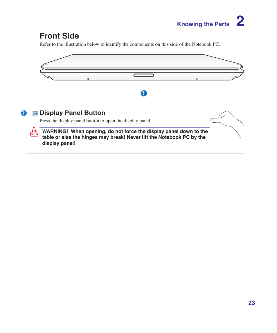 Front side | Asus N70SV User Manual | Page 23 / 87